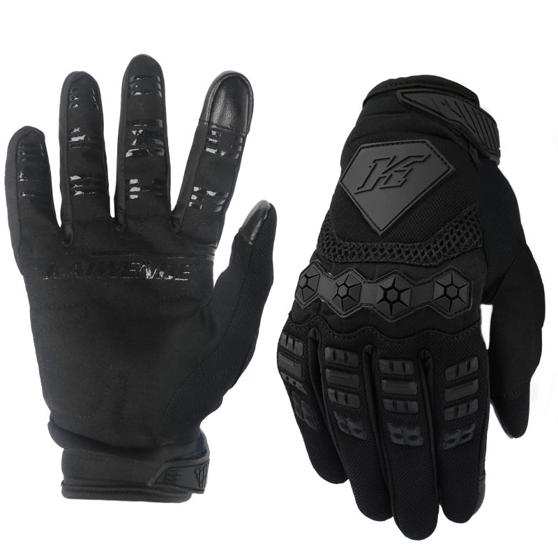 KAIWENDE Mens Dirt Bike Riding Gloves -Full Finger Touch-Screen Motocross/Motorcycle Gloves for BMX MX ATV MTB Off-Road Riding (Large  Black) - Image 1